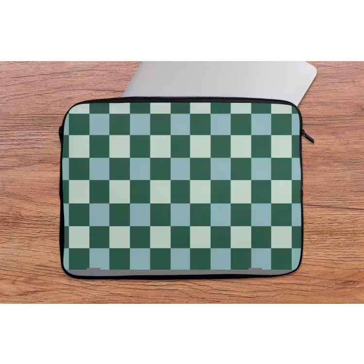 Laptophoes - Schaakbord - Klassiek - Groen — 2