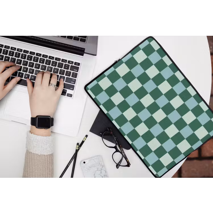 Laptophoes - Schaakbord - Klassiek - Groen — 3