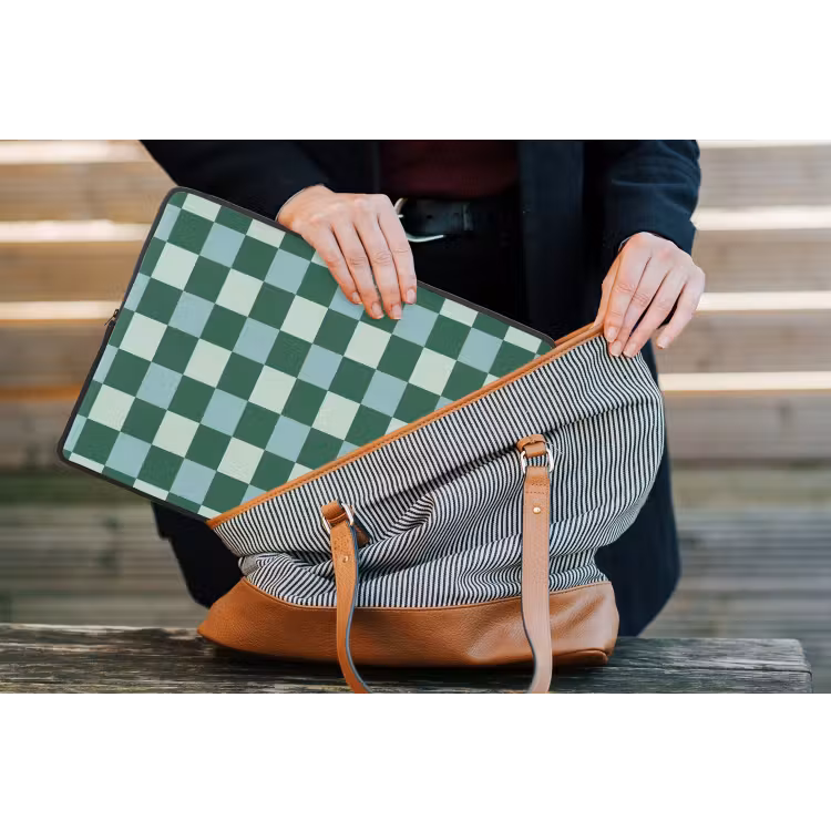 Laptophoes - Schaakbord - Klassiek - Groen — 4