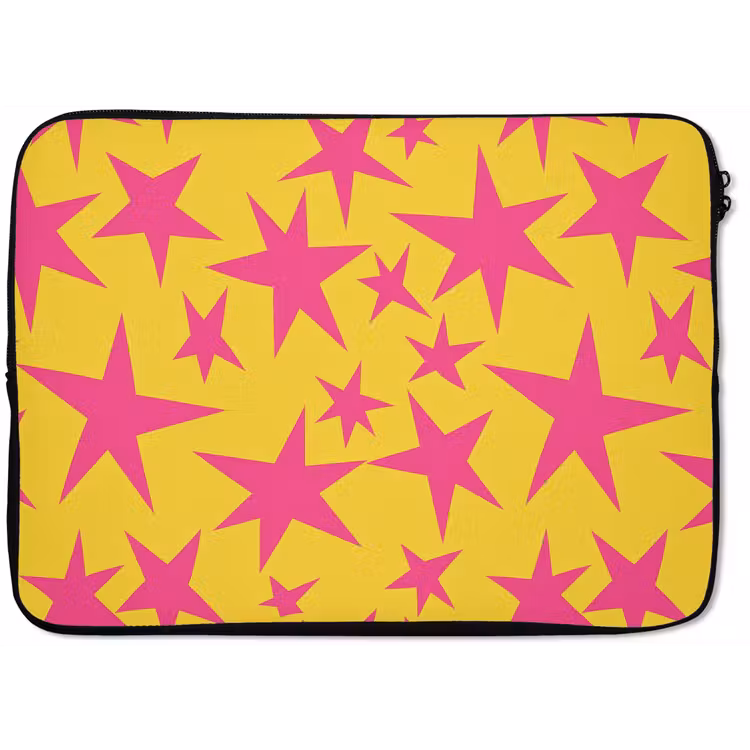 Laptophoes - Sterren - Patroon - Roze - Geel — 1