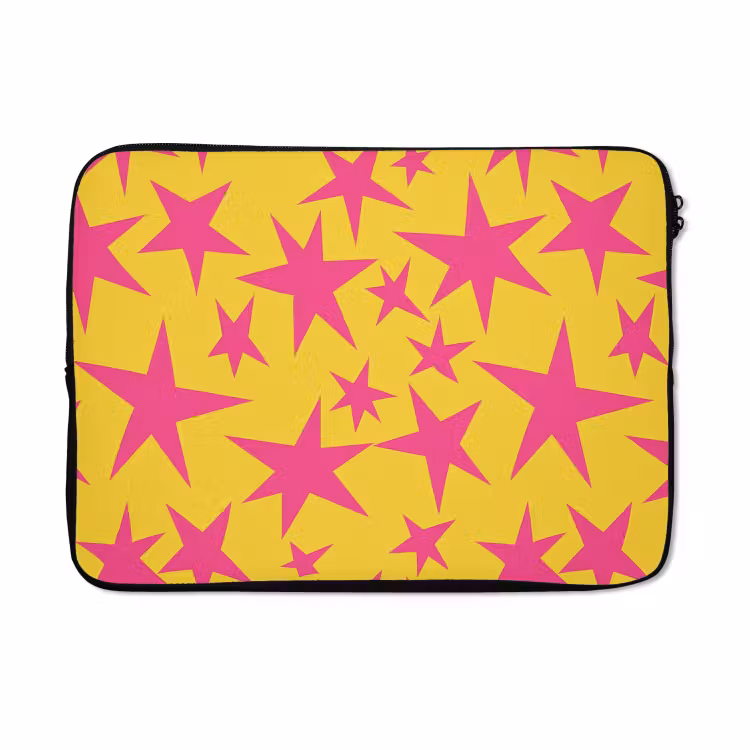 Laptophoes - Sterren - Patroon - Roze - Geel — 5