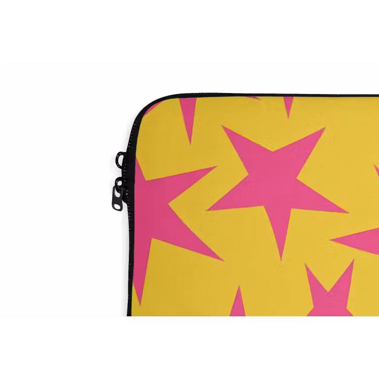 Laptophoes - Sterren - Patroon - Roze - Geel — 6