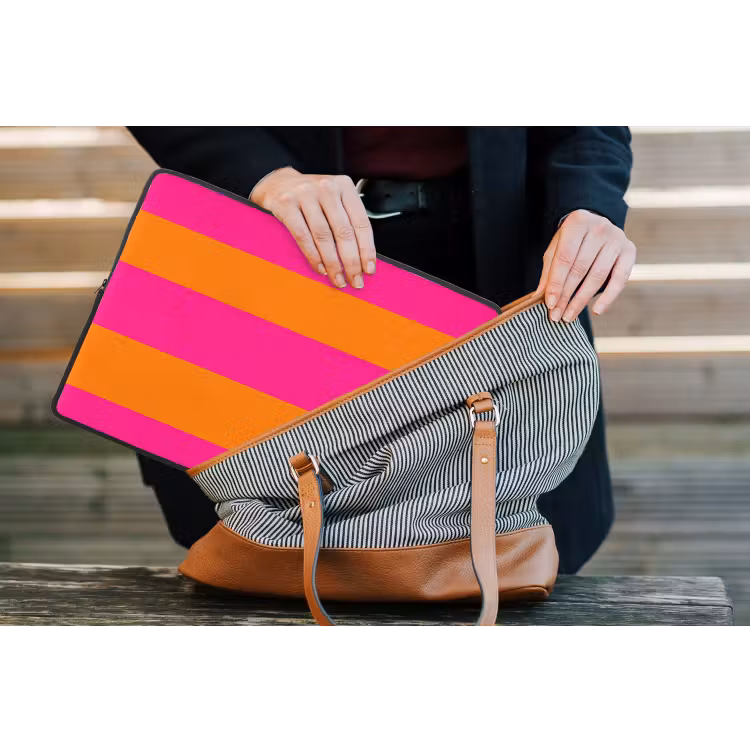 Laptophoes - Strepen - Horizontaal - Roze — 4