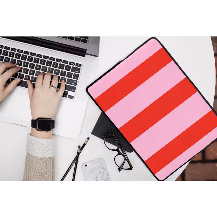 Laptophoes - Strepen - Klassiek - Roze — 3