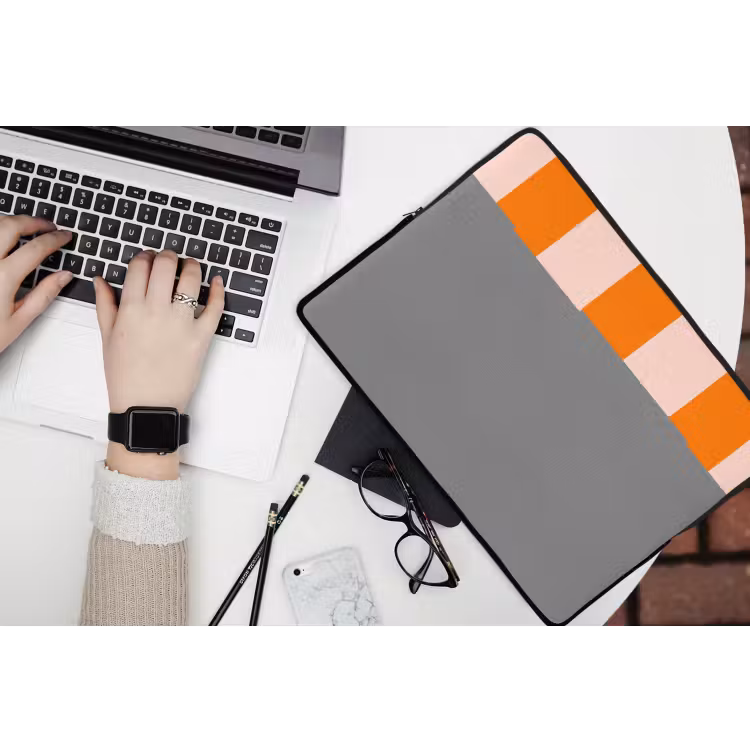 Laptophoes - Strepen - Modern - Oranje — 3