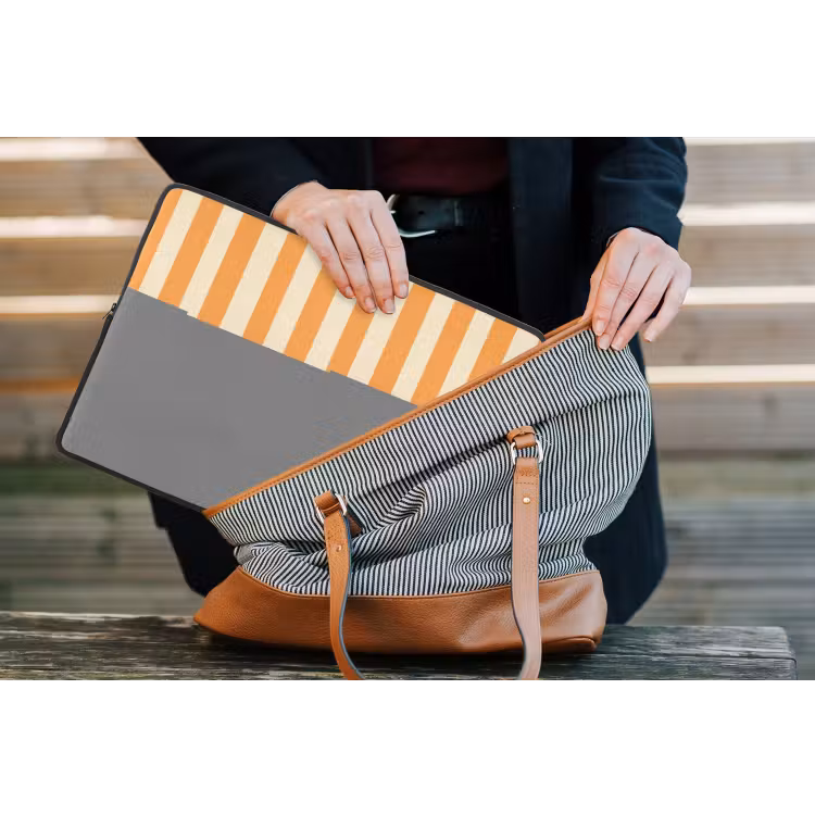 Laptophoes - Strepen - Patroon - Oranje — 4