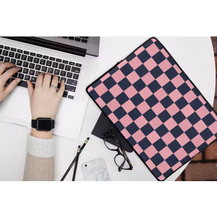 Laptophoes - Traditioneel - Patroon - Blauw - Roze — 3
