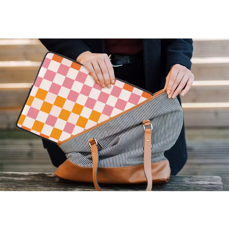 Laptophoes - Vierkant - Patroon - Oranje — 4
