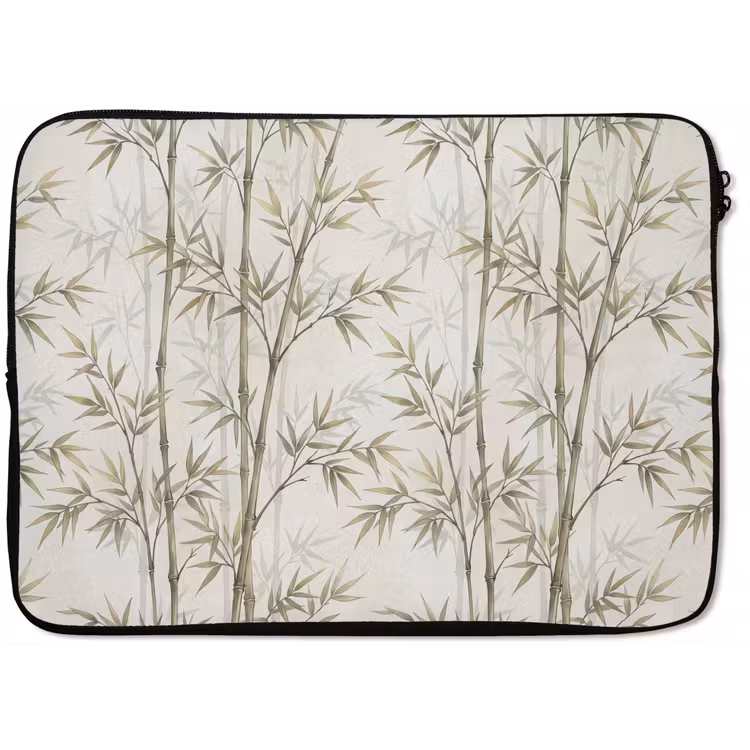 Laptophoes - Bamboe - Bladeren - Natuur - Aquarel - Groen — 1