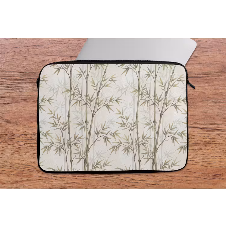 Laptophoes - Bamboe - Bladeren - Natuur - Aquarel - Groen — 2