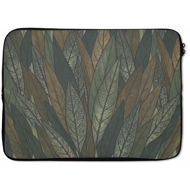 Laptophoes - Bladeren - Patroon - Gestippeld - Natuur - Groen — 1