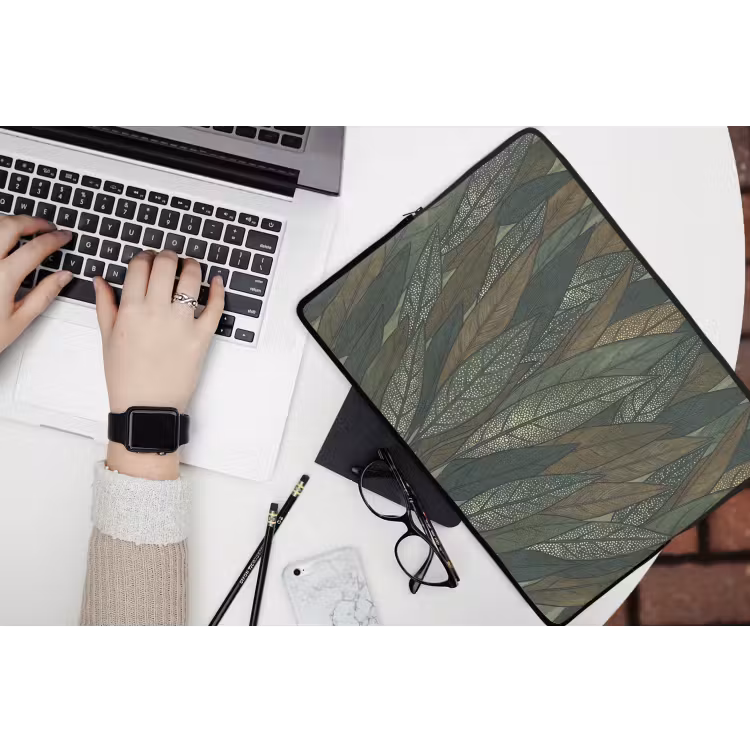 Laptophoes - Bladeren - Patroon - Gestippeld - Natuur - Groen — 3