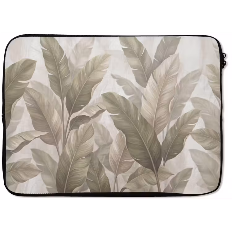 Laptophoes - Bladeren - Tropisch - Natuur - Abstract - Beige — 1