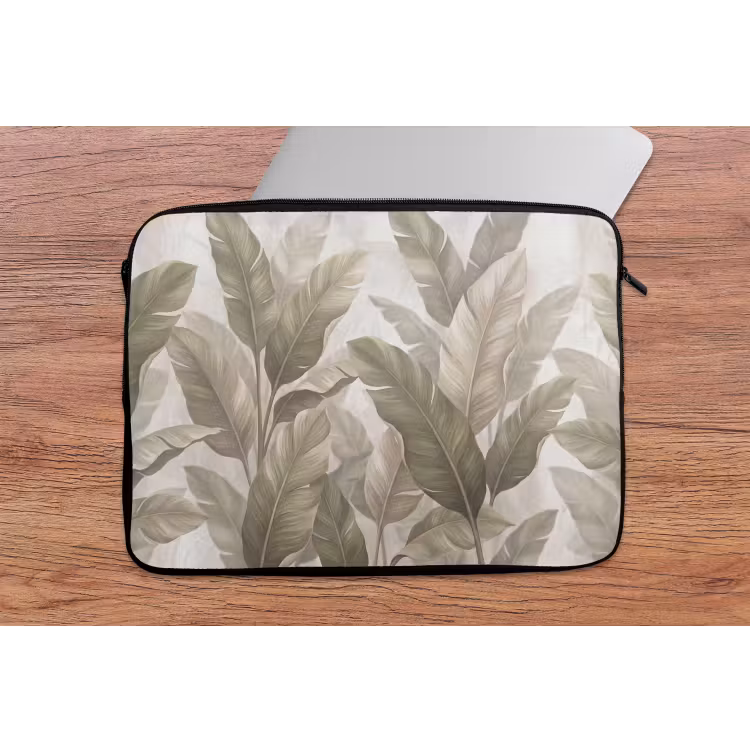 Laptophoes - Bladeren - Tropisch - Natuur - Abstract - Beige — 2