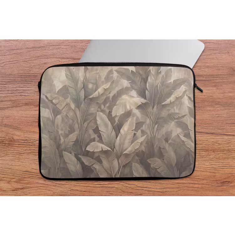 Laptophoes - Bladeren - Tropisch - Natuur - Modern - Beige — 2