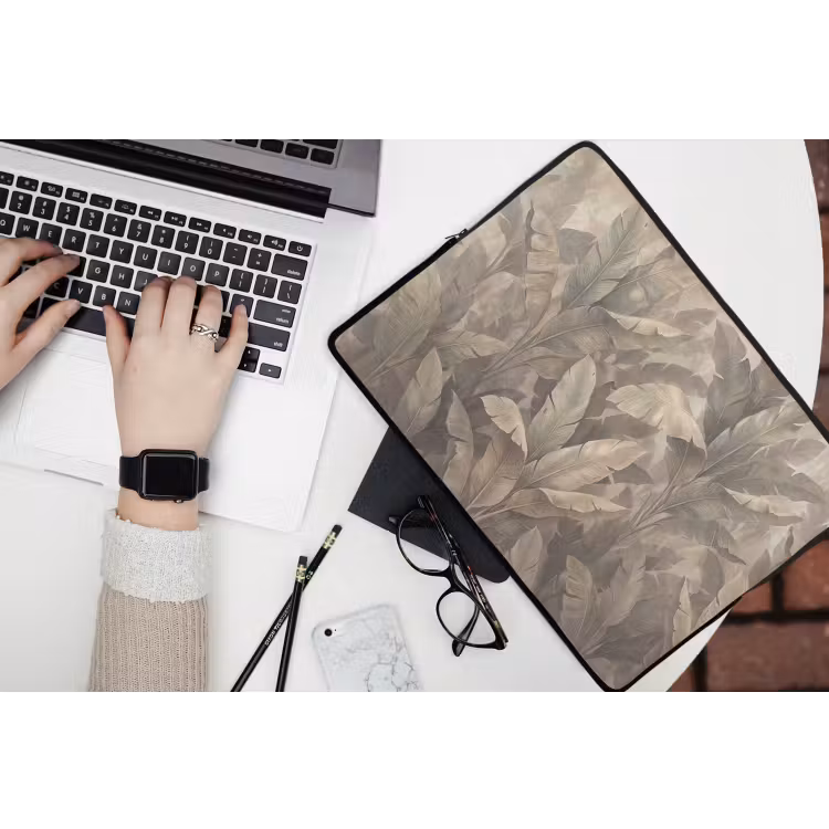 Laptophoes - Bladeren - Tropisch - Natuur - Modern - Beige — 3
