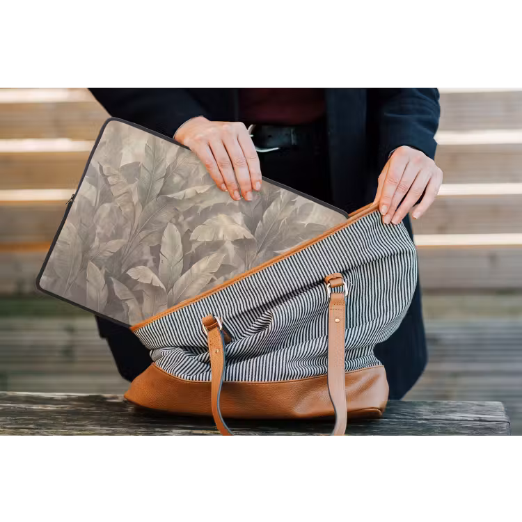 Laptophoes - Bladeren - Tropisch - Natuur - Modern - Beige — 4