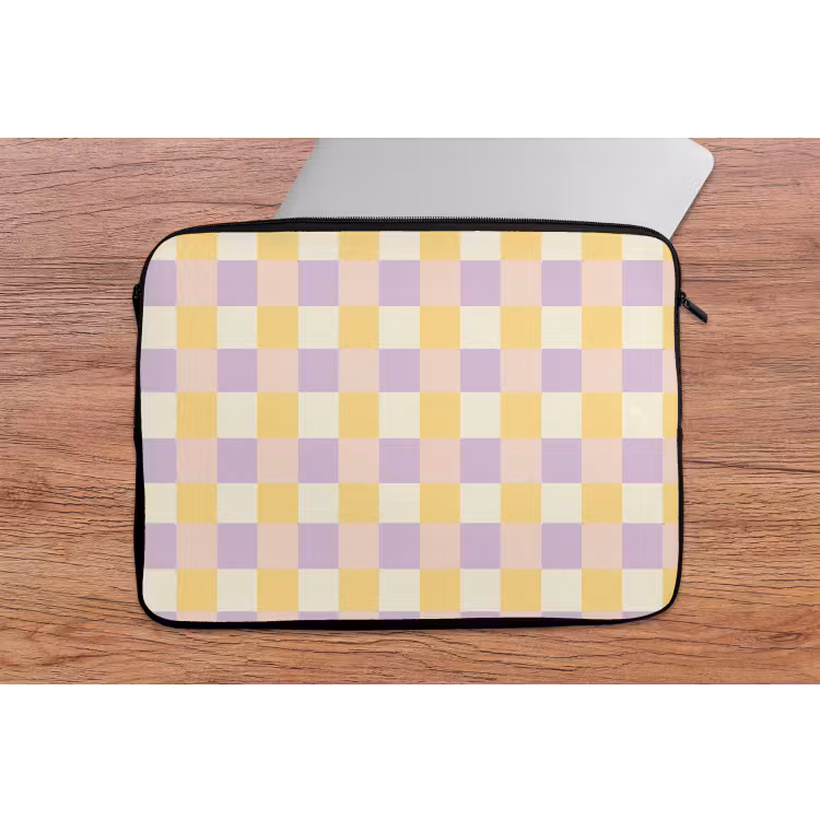 Laptophoes - Blokjes - Lila - Geel — 2