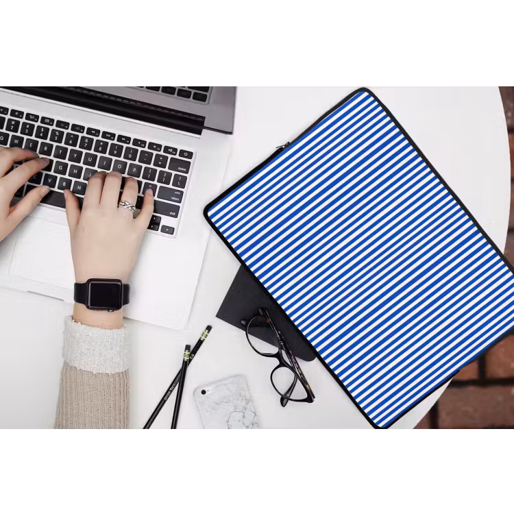 Laptophoes - Klassiek - Strepen - Blauw — 3