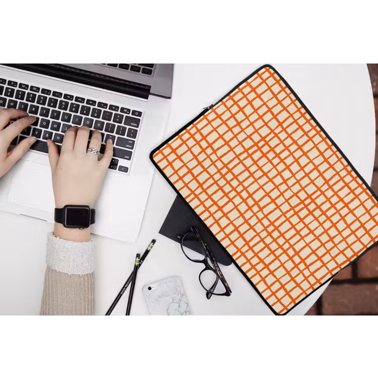 Laptophoes - Patroon - Lijnen - Oranje — 3