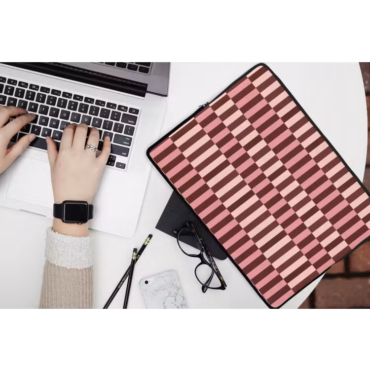 Laptophoes - Roze - Rood - Blokjes — 3