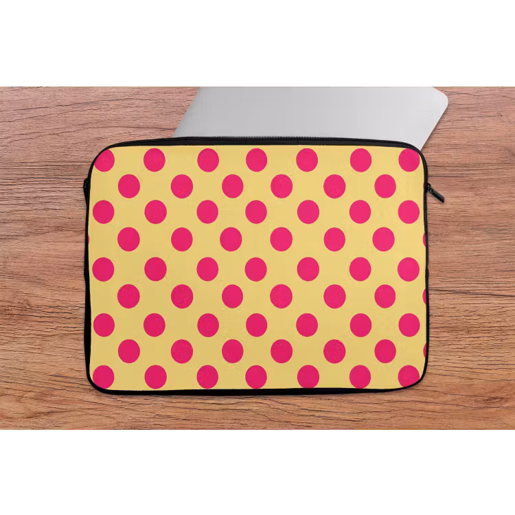Laptophoes - Roze - Stippen - Geel — 2