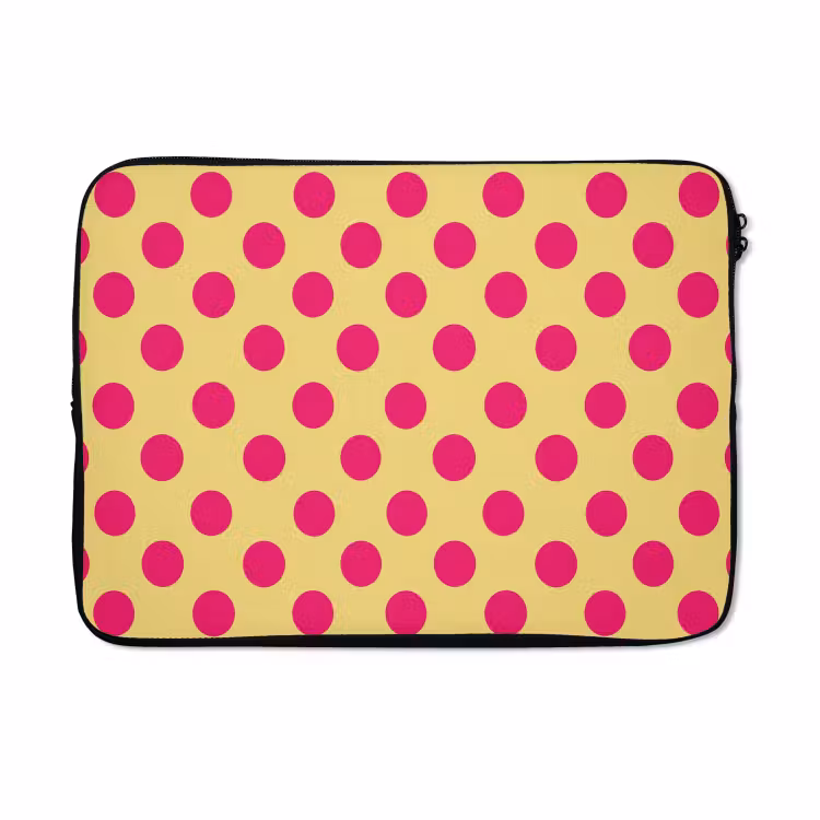 Laptophoes - Roze - Stippen - Geel — 5