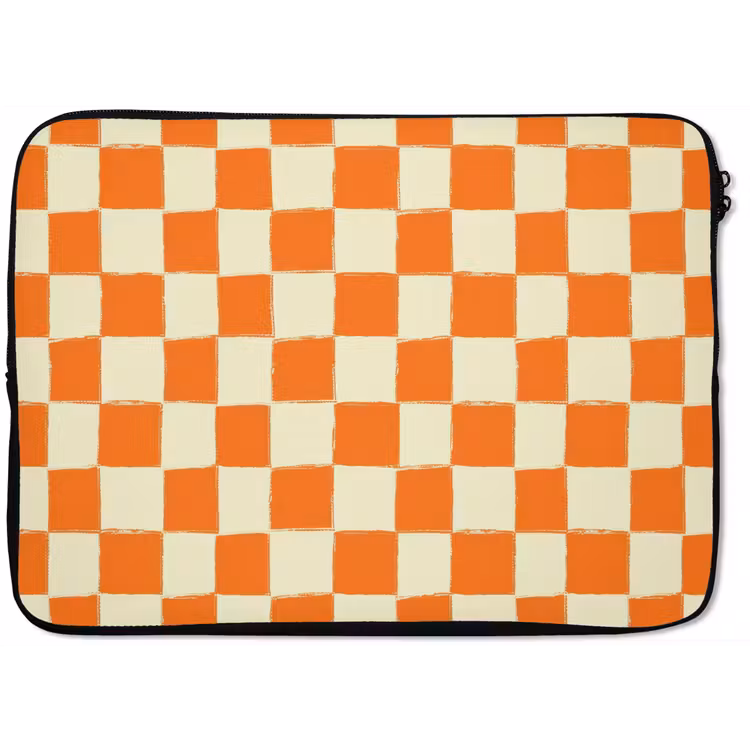 Laptophoes - Schaak - Patroon - Oranje — 1
