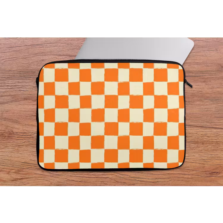 Laptophoes - Schaak - Patroon - Oranje — 2