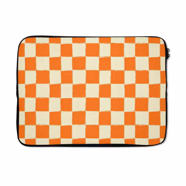 Laptophoes - Schaak - Patroon - Oranje — 5
