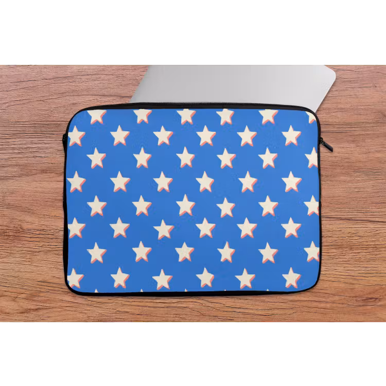 Laptophoes - Sterren - Patroon - Blauw — 2