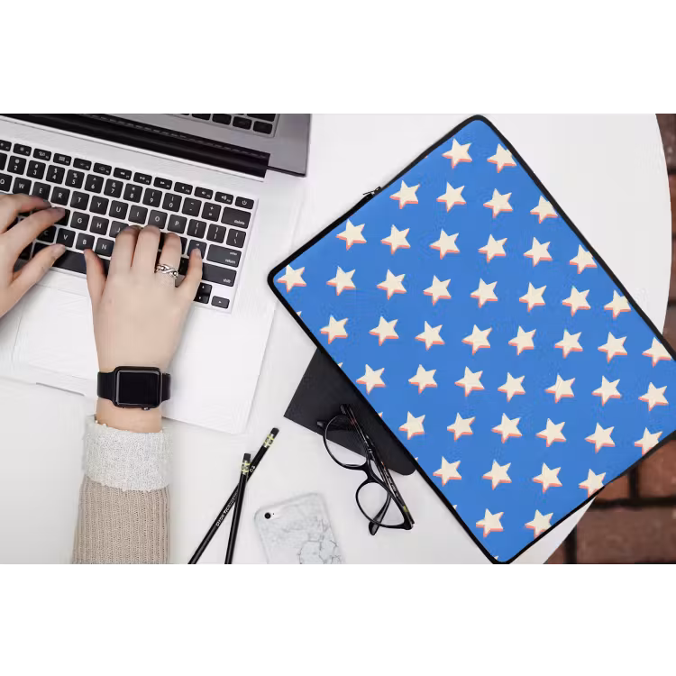 Laptophoes - Sterren - Patroon - Blauw — 3