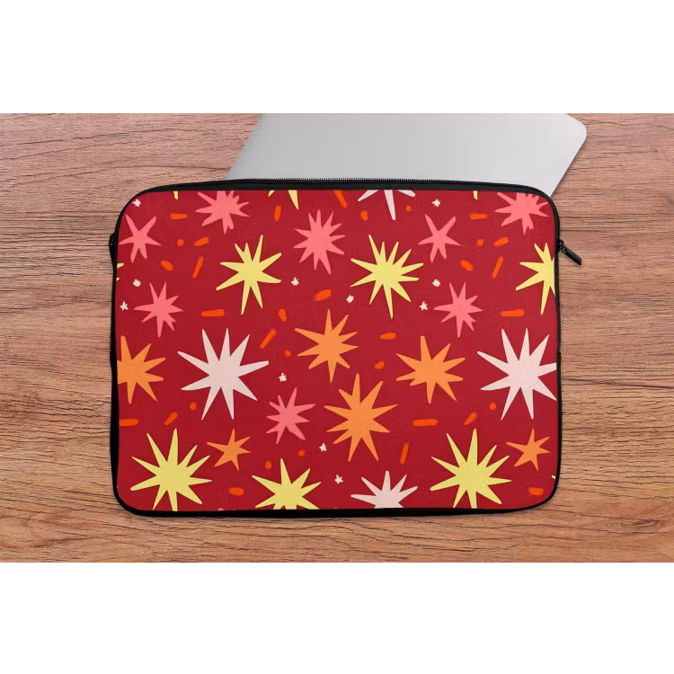 Laptophoes - Sterren - Speels - Rood — 2
