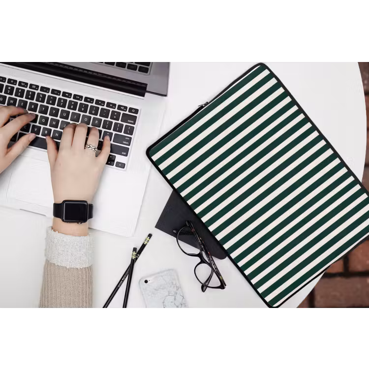 Laptophoes - Strepen - Klassiek - Groen — 3