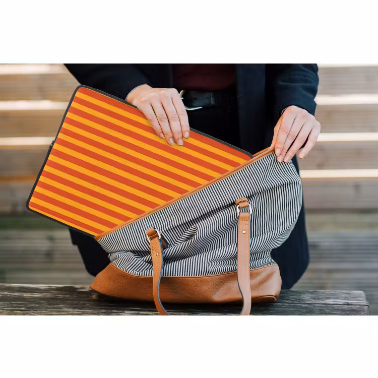 Laptophoes - Strepen - Patroon - Oranje — 4