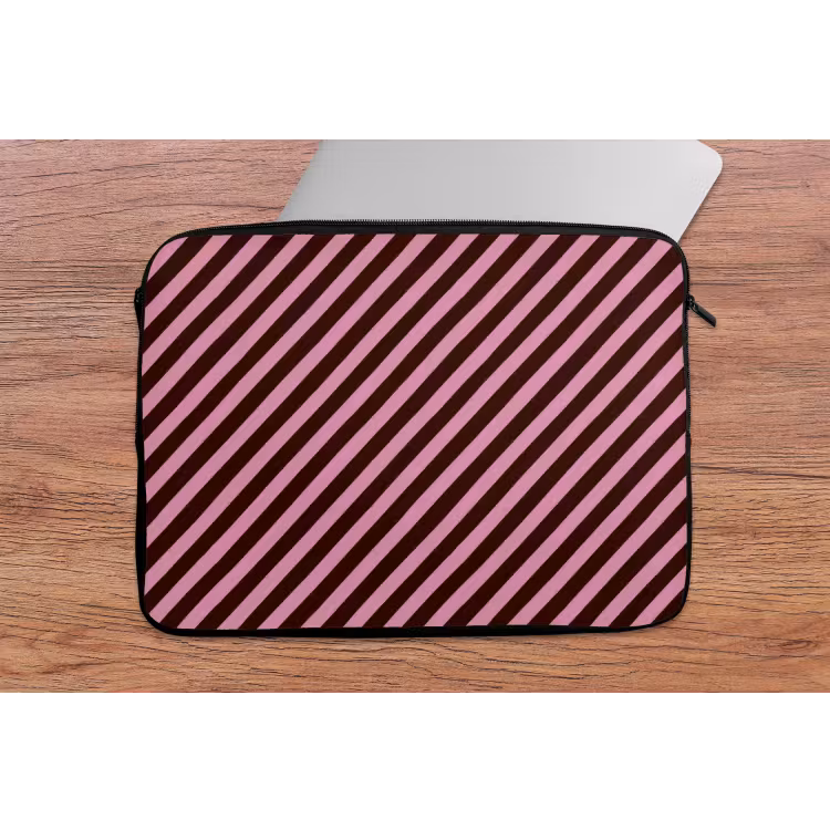Laptophoes - Strepen - Roze - Bruin — 2