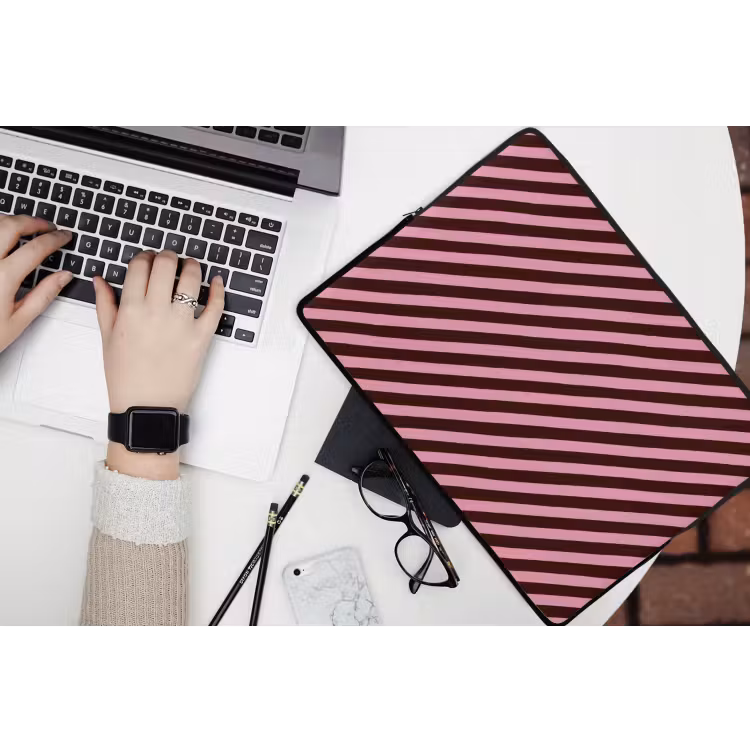 Laptophoes - Strepen - Roze - Bruin — 3