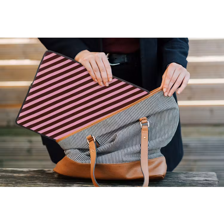 Laptophoes - Strepen - Roze - Bruin — 4