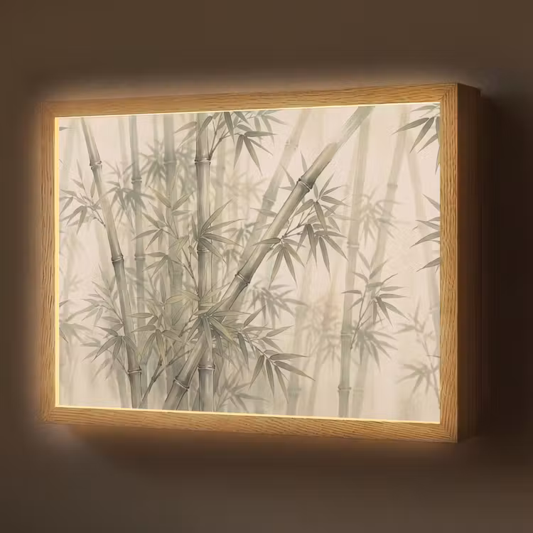 Lightbox - Wandlamp - Bamboe - Bladeren - Aziatisch - Groen - Natuur — 1
