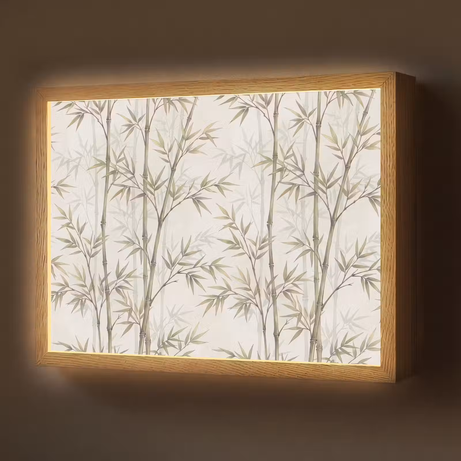 Lightbox - Wandlamp - Bamboe - Bladeren - Natuur - Aquarel - Groen — 1