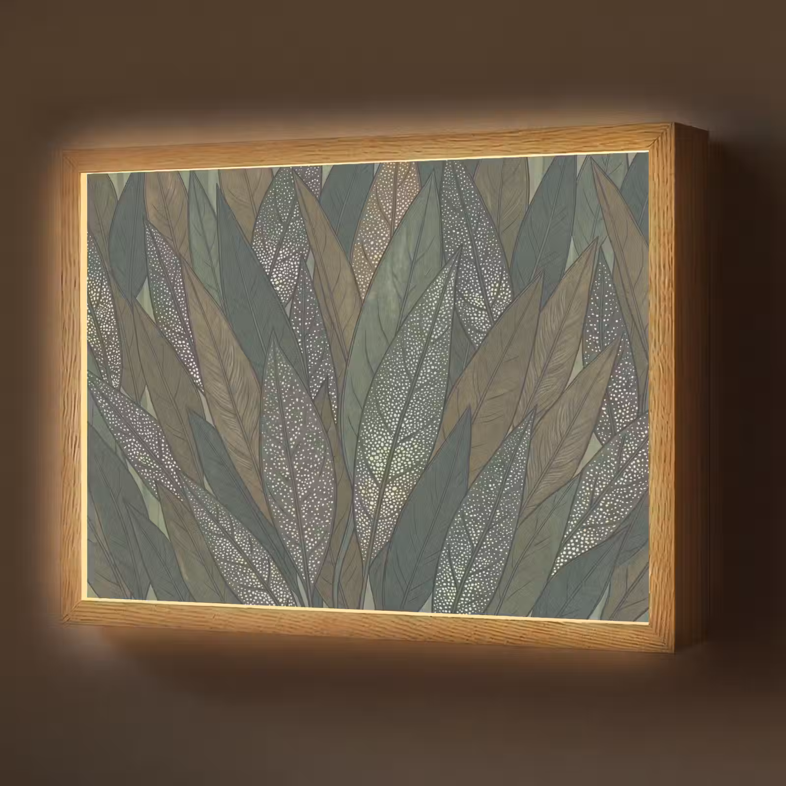 Lightbox - Wandlamp - Bladeren - Patroon - Gestippeld - Natuur - Groen — 1