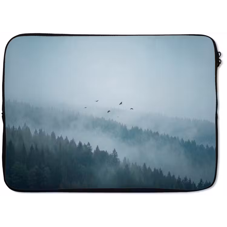 Laptophoes - Bos - Mist - Vogels - Natuur - Groen — 1