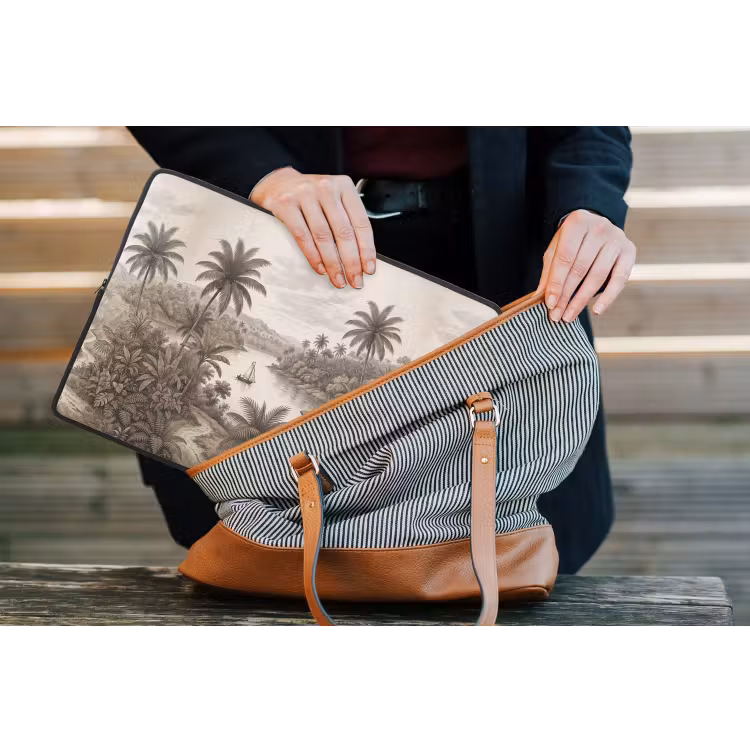 Laptophoes - Landschap - Rivier - Boot - Tropisch - Vintage — 4