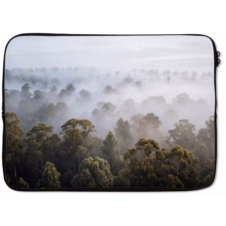 Laptophoes - Natuur - Mist - Bos - Ochtend - Goud — 1