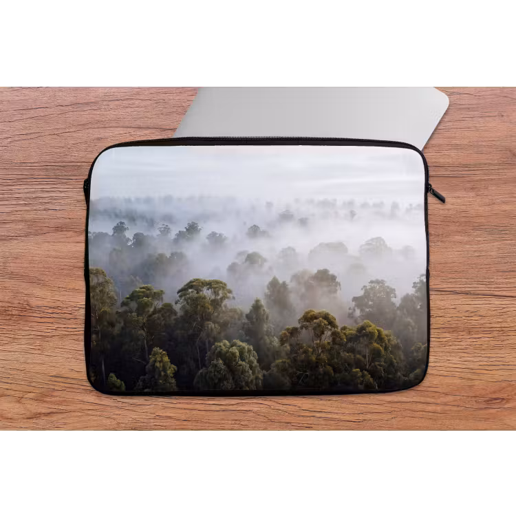 Laptophoes - Natuur - Mist - Bos - Ochtend - Goud — 2