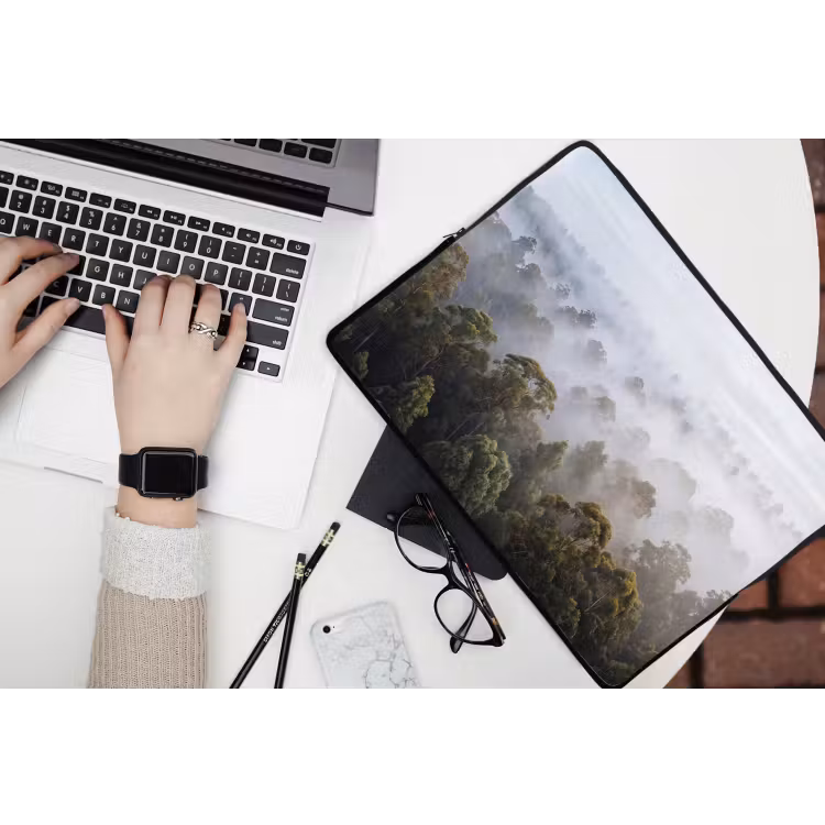 Laptophoes - Natuur - Mist - Bos - Ochtend - Goud — 3