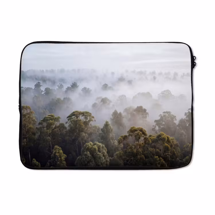 Laptophoes - Natuur - Mist - Bos - Ochtend - Goud — 5