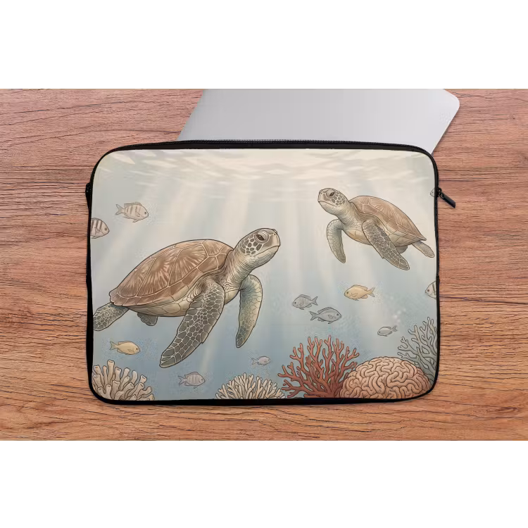 Laptophoes - Schildpad - Onderwater - Natuur - Illustratie — 2