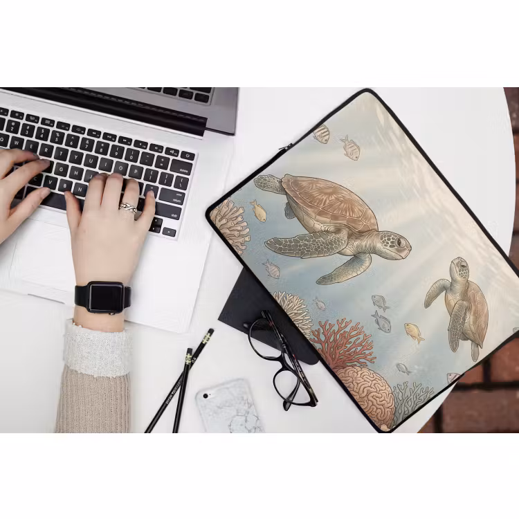Laptophoes - Schildpad - Onderwater - Natuur - Illustratie — 3