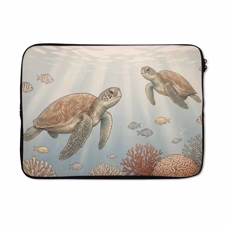 Laptophoes - Schildpad - Onderwater - Natuur - Illustratie — 5